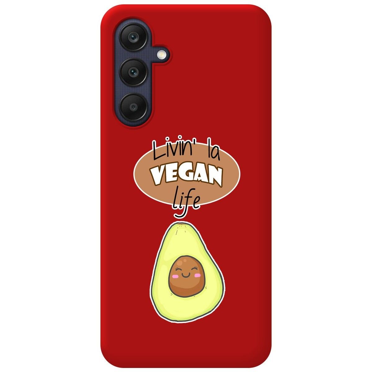 Funda Silicona Líquida Roja para Samsung Galaxy A25 5G diseño Vegan Life Dibujos