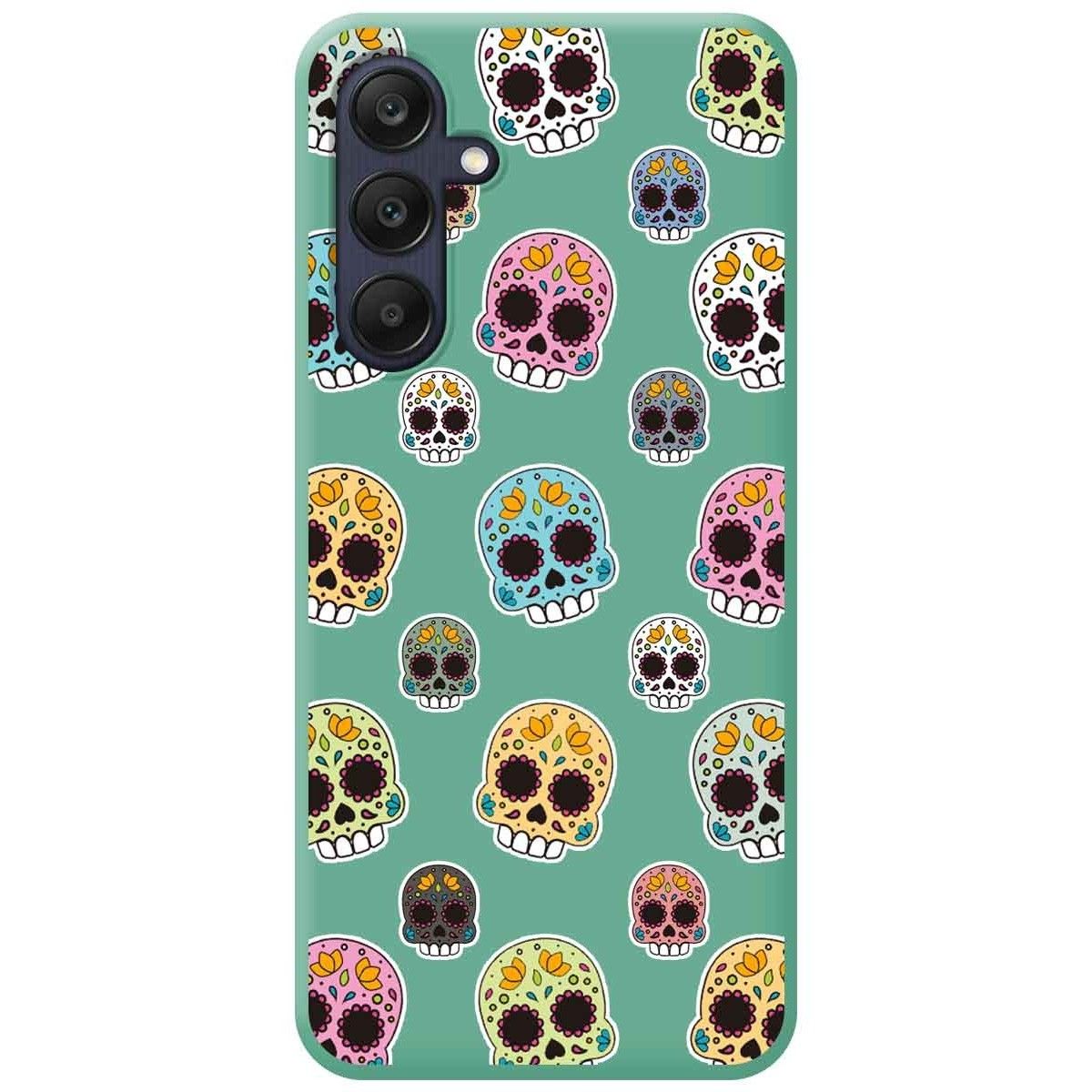 Funda Silicona Líquida Verde para Samsung Galaxy A25 5G diseño Catrina Dibujos