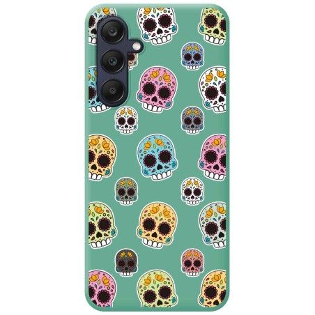 Funda Silicona Líquida Verde para Samsung Galaxy A25 5G diseño Catrina Dibujos