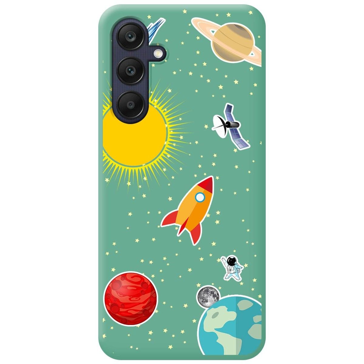 Funda Silicona Líquida Verde para Samsung Galaxy A25 5G diseño Espacio Dibujos