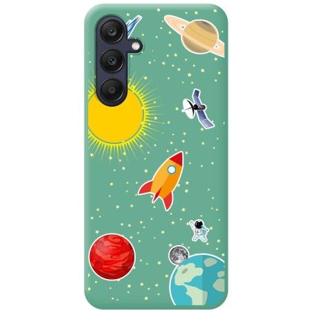 Funda Silicona Líquida Verde para Samsung Galaxy A25 5G diseño Espacio Dibujos