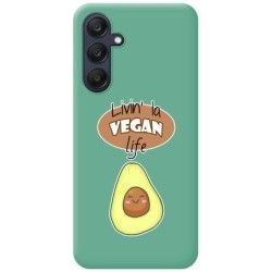 Funda Silicona Líquida Verde para Samsung Galaxy A25 5G diseño Vegan Life Dibujos