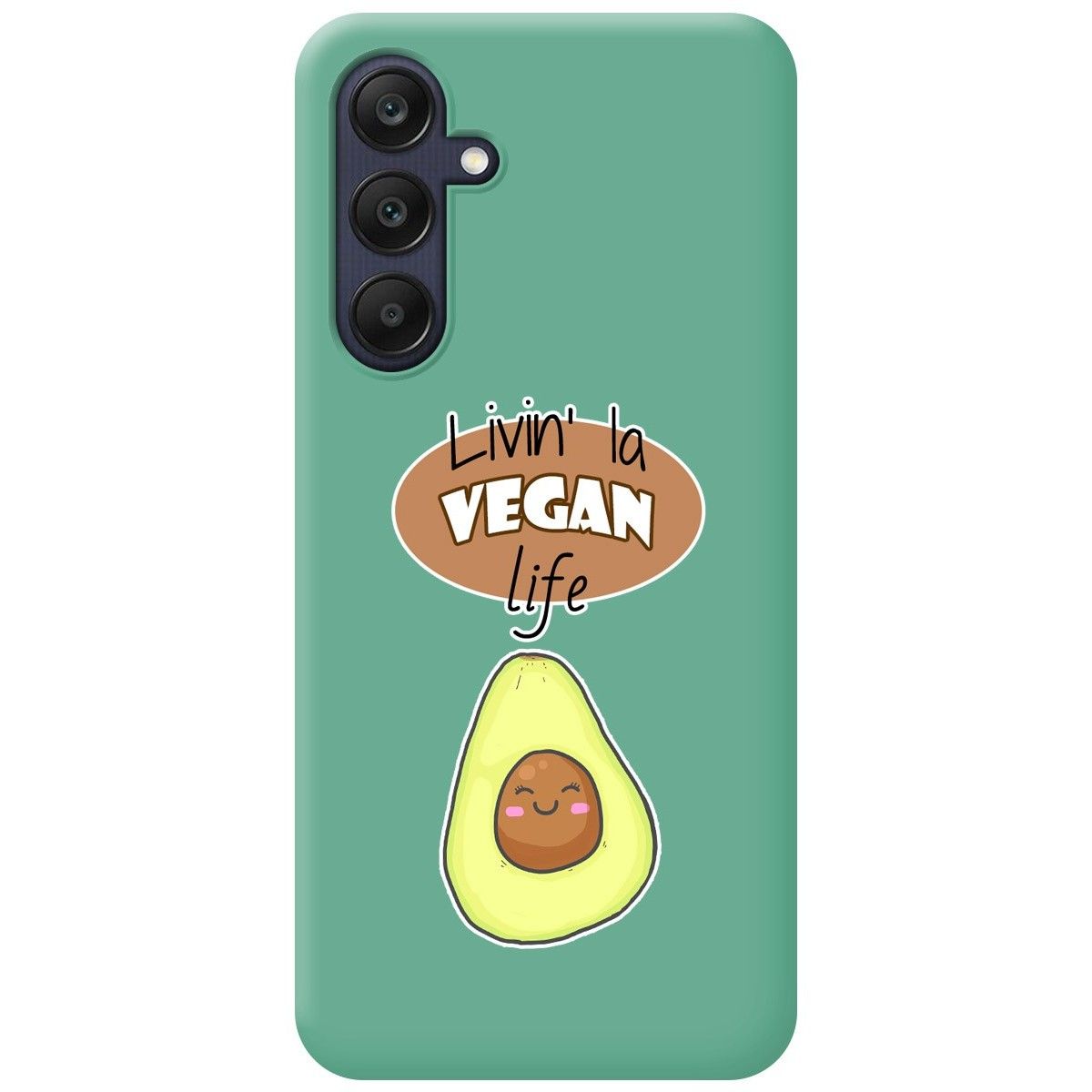 Funda Silicona Líquida Verde para Samsung Galaxy A25 5G diseño Vegan Life Dibujos