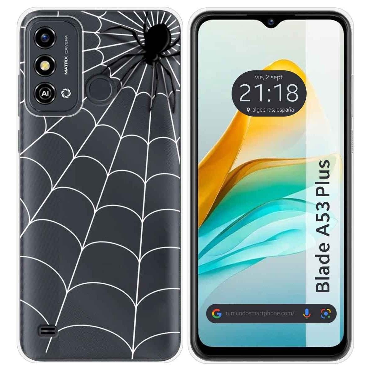 Funda Silicona Transparente para ZTE Blade A53 Plus diseño Araña Dibujos