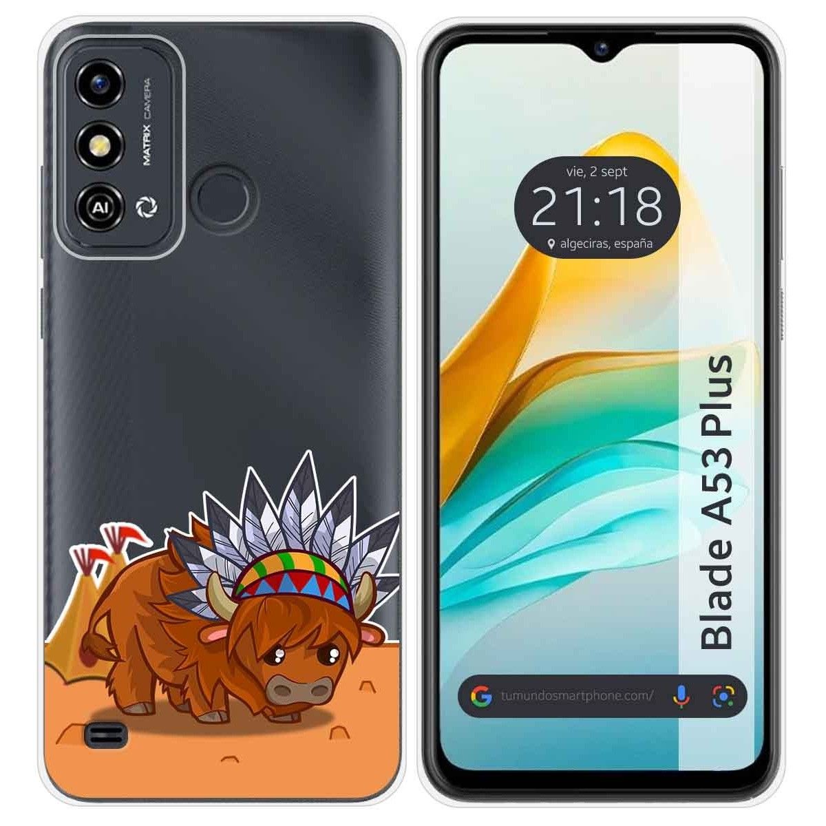 Funda Silicona Transparente para ZTE Blade A53 Plus diseño Bufalo Dibujos