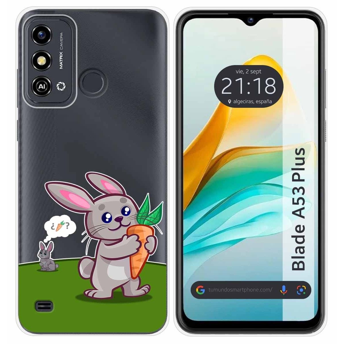 Funda Silicona Transparente para ZTE Blade A53 Plus diseño Conejo Dibujos