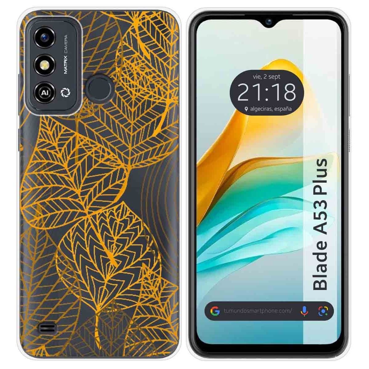 Funda Silicona Transparente para ZTE Blade A53 Plus diseño Hojas Dibujos