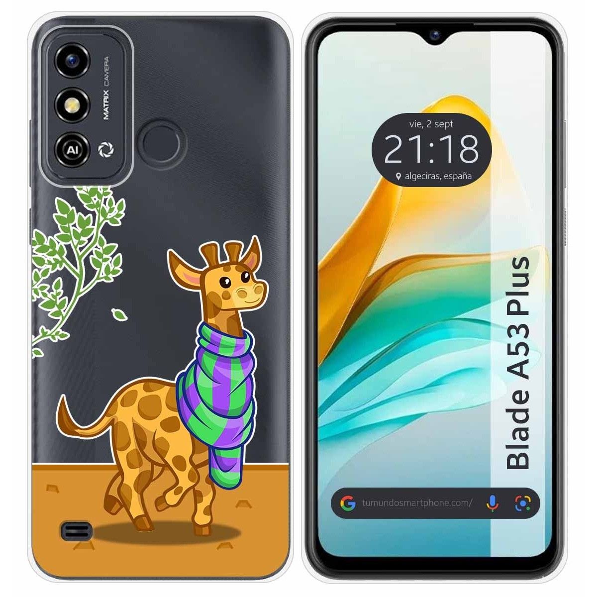 Funda Silicona Transparente para ZTE Blade A53 Plus diseño Jirafa Dibujos