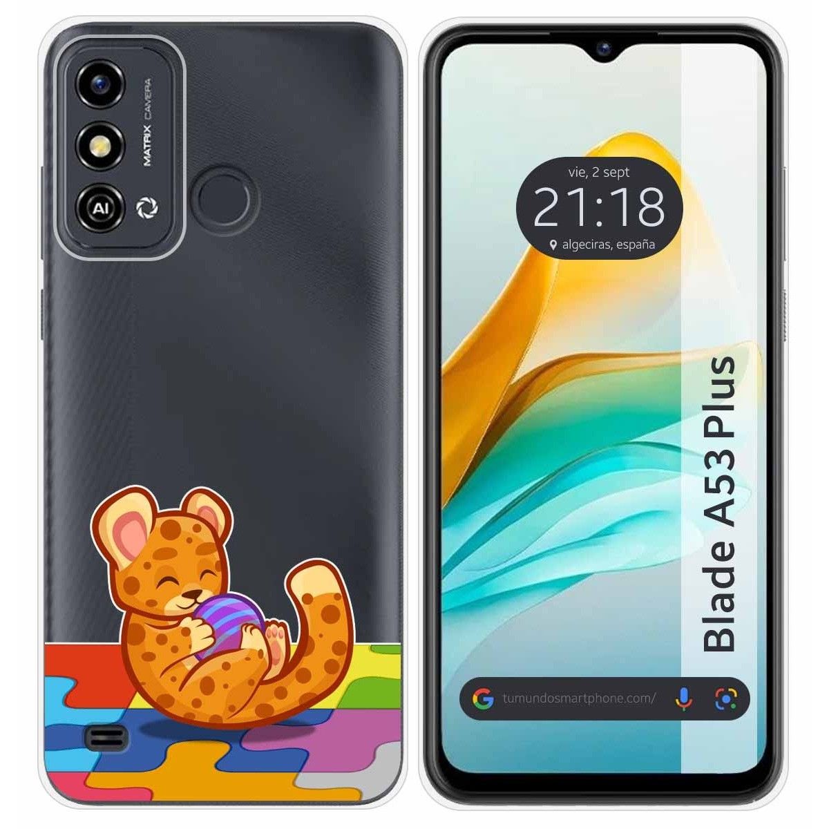 Funda Silicona Transparente para ZTE Blade A53 Plus diseño Leopardo Dibujos