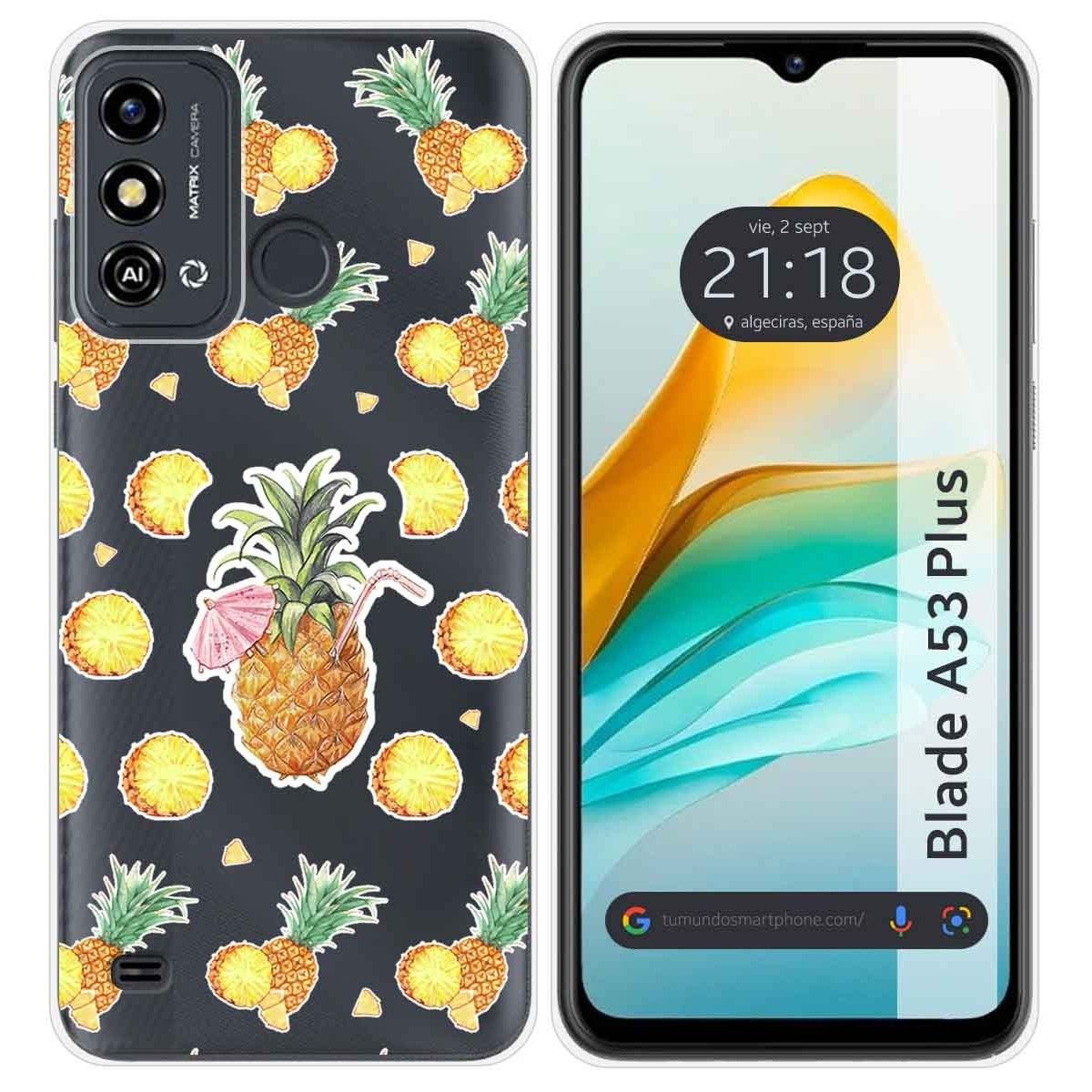 Funda Silicona Transparente para ZTE Blade A53 Plus diseño Piña Dibujos