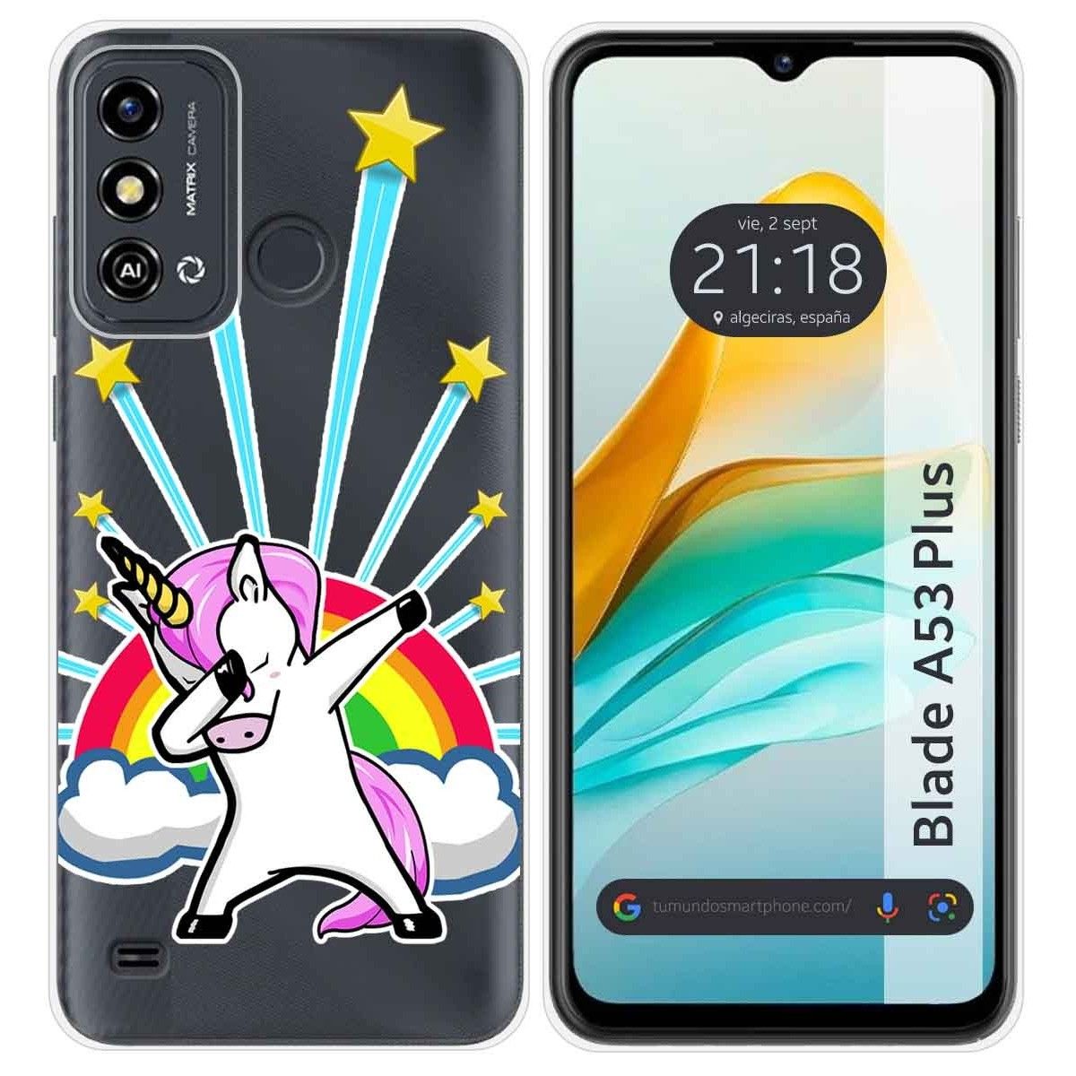 Funda Silicona Transparente para ZTE Blade A53 Plus diseño Unicornio Dibujos