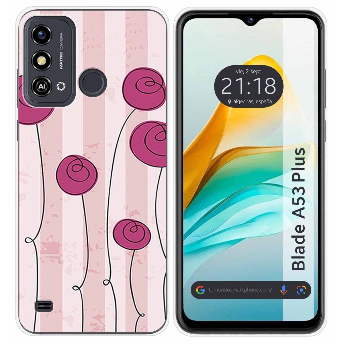 Funda Silicona para ZTE Blade A53 Plus diseño Flores Vintage Dibujos