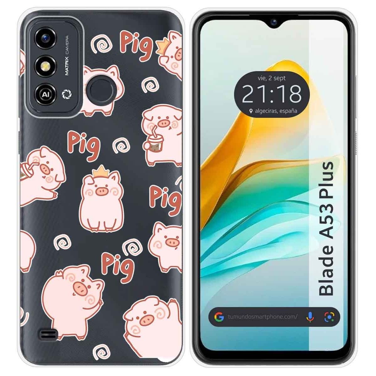 Funda Silicona para ZTE Blade A53 Plus diseño Cerdos Dibujos
