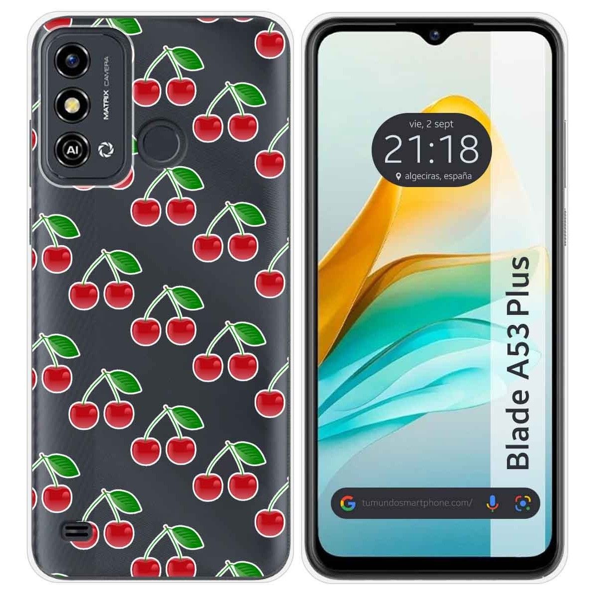 Funda Silicona para ZTE Blade A53 Plus diseño Cerezas Dibujos