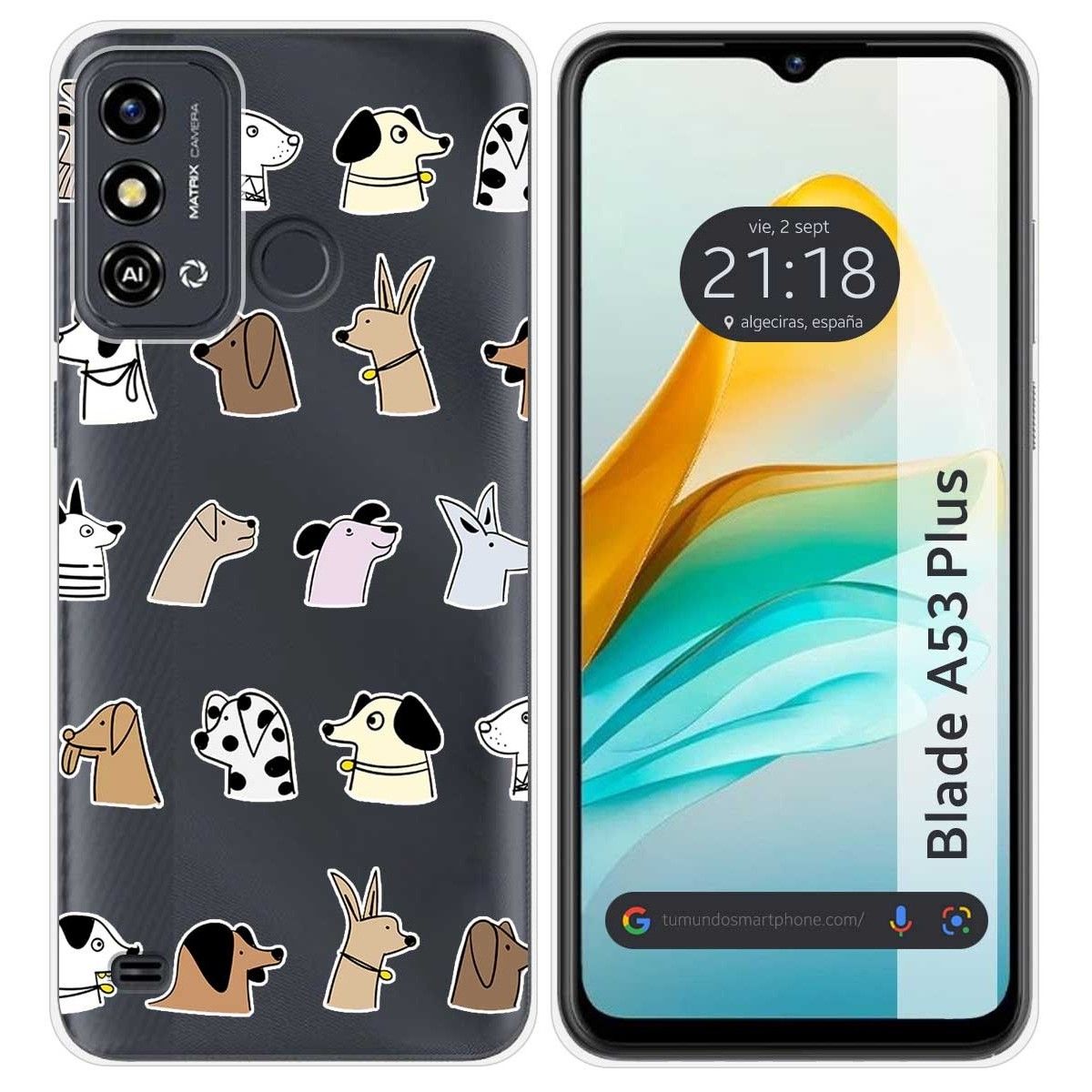 Funda Silicona para ZTE Blade A53 Plus diseño Perros Dibujos