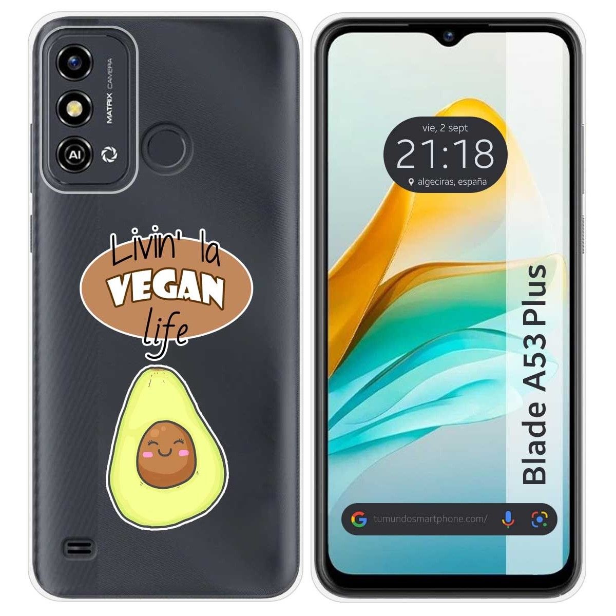Funda Silicona para ZTE Blade A53 Plus diseño Vegan Life Dibujos