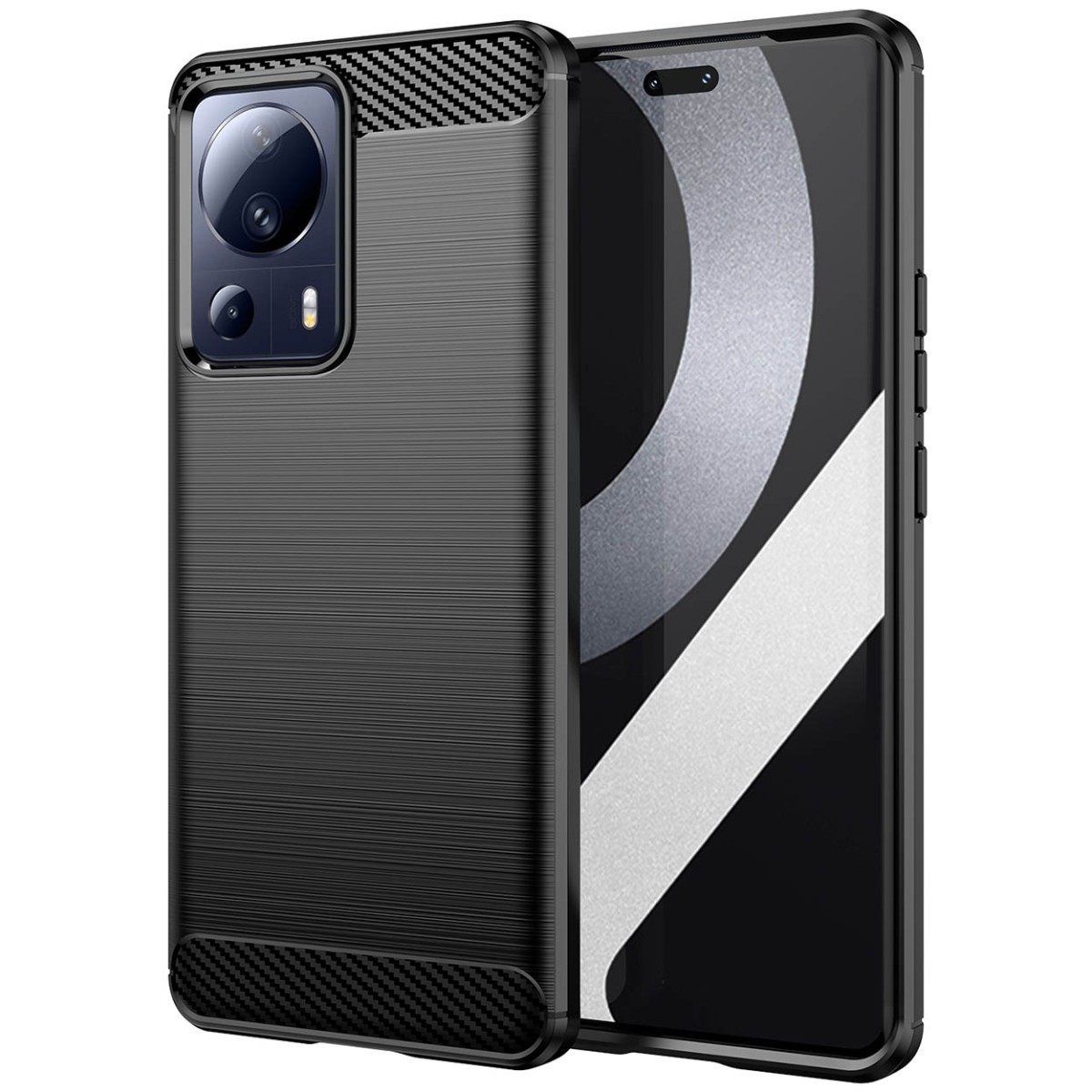 Funda Gel Tpu Tipo Carbon Negra para Xiaomi 13 Lite 5G