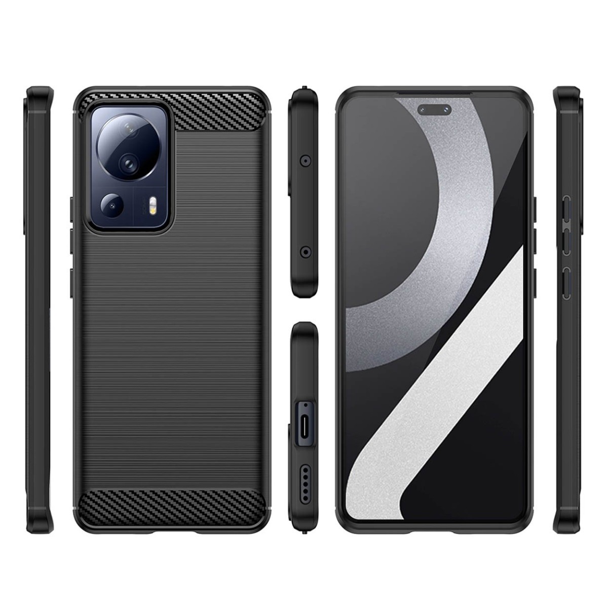 Funda Gel Tpu Tipo Carbon Negra para Xiaomi 13 Lite 5G
