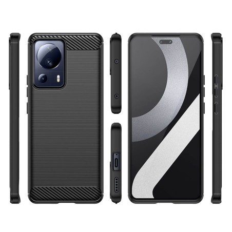 Funda Gel Tpu Tipo Carbon Negra para Xiaomi 13 Lite 5G