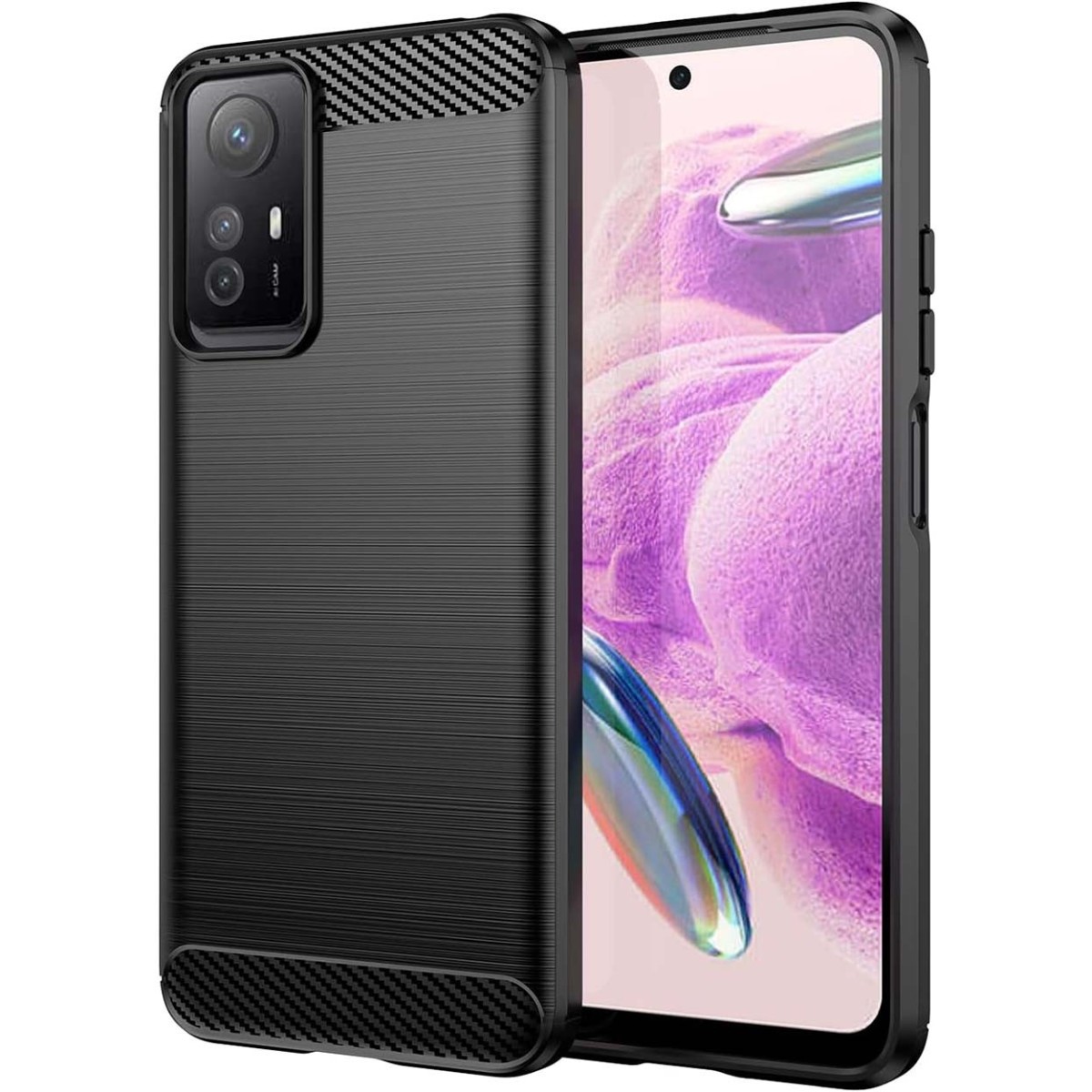 Funda Gel Tpu Tipo Carbon Negra para Xiaomi Redmi Note 12S