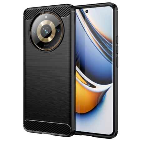 Funda Gel Tpu Tipo Carbon Negra para Realme 11 Pro / 11 Pro+ Plus 5G