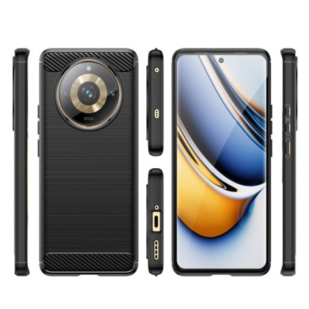 Funda Gel Tpu Tipo Carbon Negra para Realme 11 Pro / 11 Pro+ Plus 5G