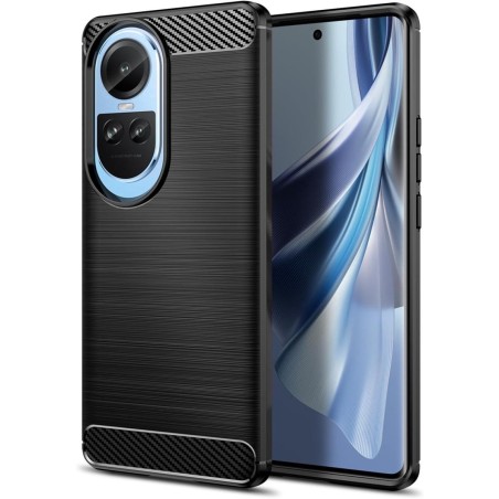 Funda Gel Tpu Tipo Carbon Negra para Oppo Reno 10 5G / 10 Pro 5G