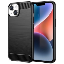 Funda Gel Tpu Tipo Carbon Negra para Iphone 15 Plus (6.7)