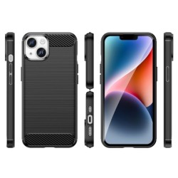 Funda Gel Tpu Tipo Carbon Negra para Iphone 15 Plus (6.7) 2