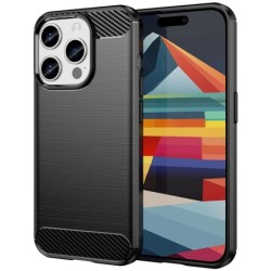 Funda Gel Tpu Tipo Carbon Negra para Iphone 15 Pro (6.1)