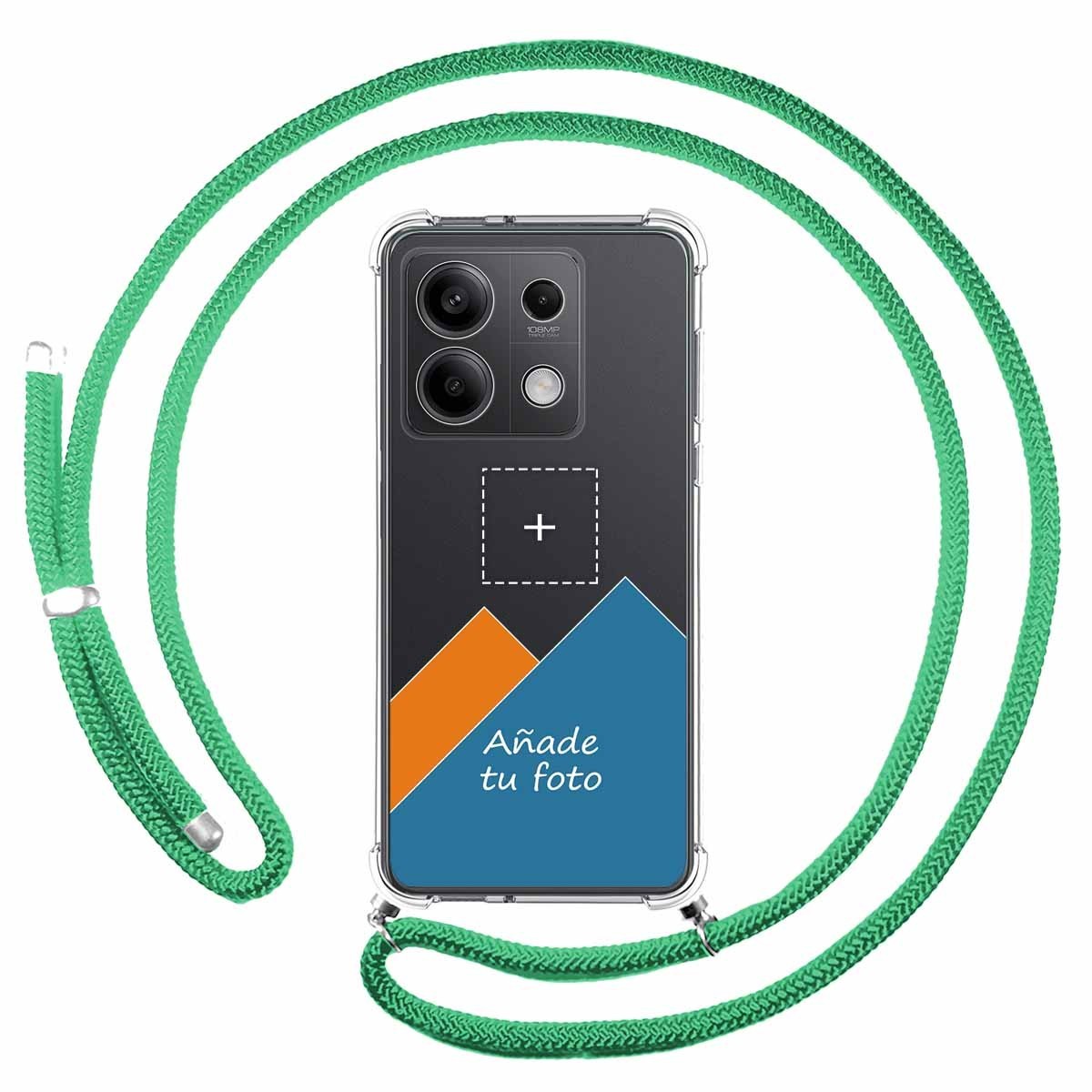 Personaliza tu Funda Colgante Transparente para Xiaomi Redmi Note 13 5G con Cordon Verde Agua Dibujo Personalizada