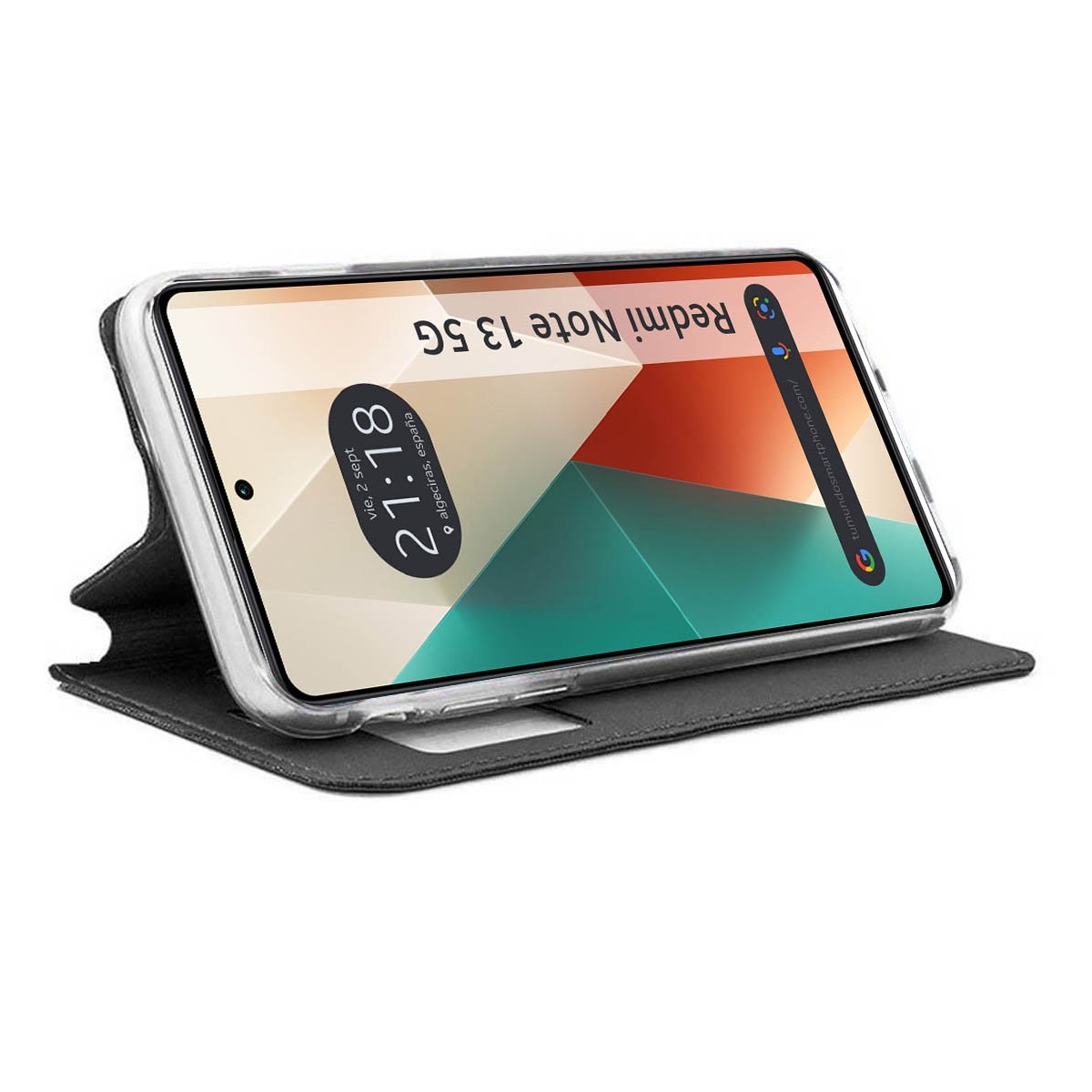 Funda Libro Soporte con Ventana para Xiaomi Redmi Note 13 5G color Negra