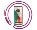 Funda Colgante Transparente para Xiaomi Redmi Note 13 5G con Cordon Rosa Fucsia