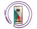 Funda Colgante Transparente para Xiaomi Redmi Note 13 5G con Cordon Morado