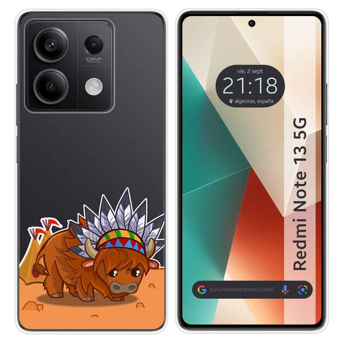 Funda Silicona Transparente para Xiaomi Redmi Note 13 5G diseño Bufalo Dibujos