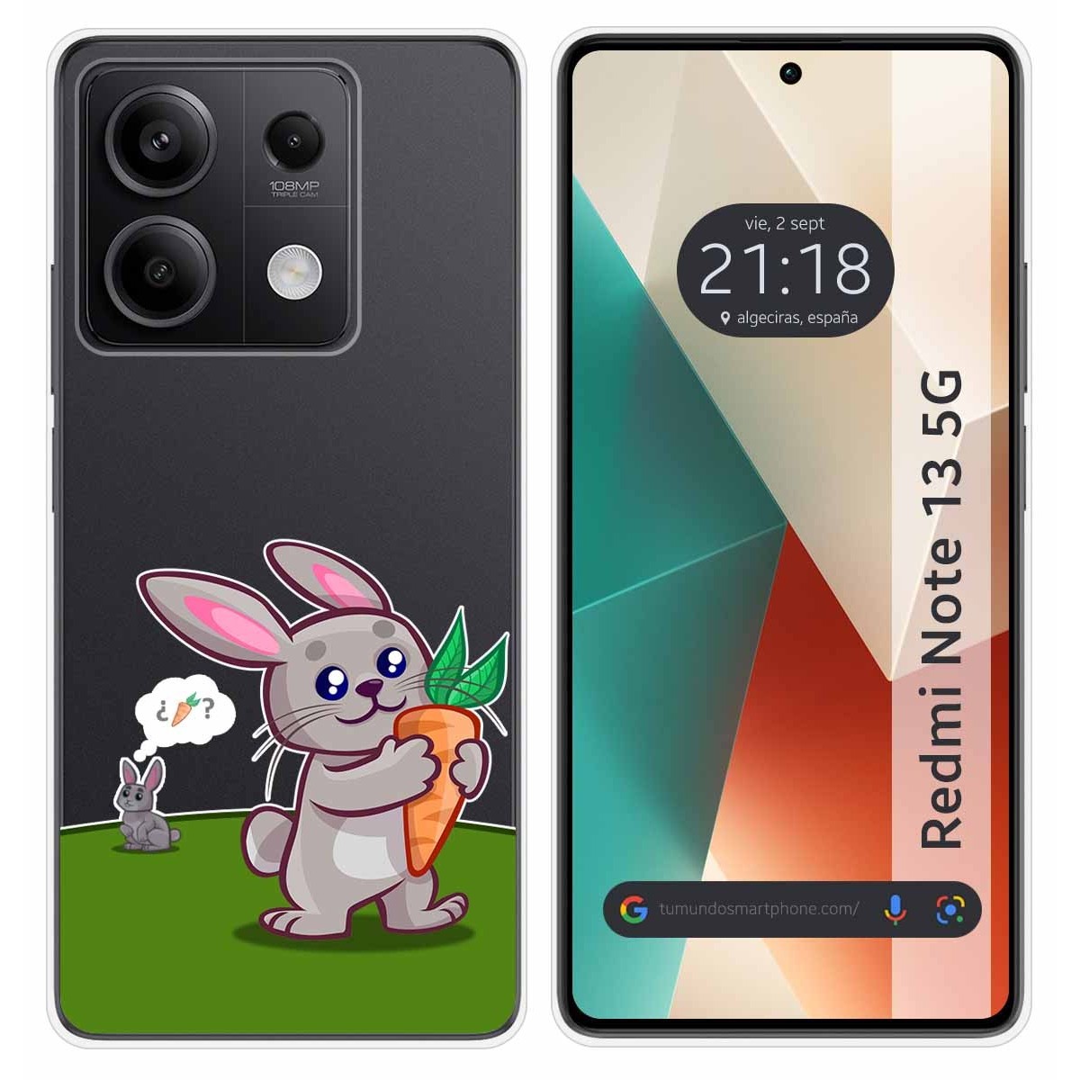 Funda Silicona Transparente para Xiaomi Redmi Note 13 5G diseño Conejo Dibujos