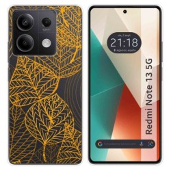 Funda Silicona Transparente para Xiaomi Redmi Note 13 5G diseño Hojas Dibujos