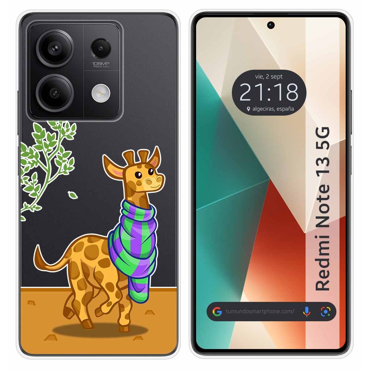 Funda Silicona Transparente para Xiaomi Redmi Note 13 5G diseño Jirafa Dibujos