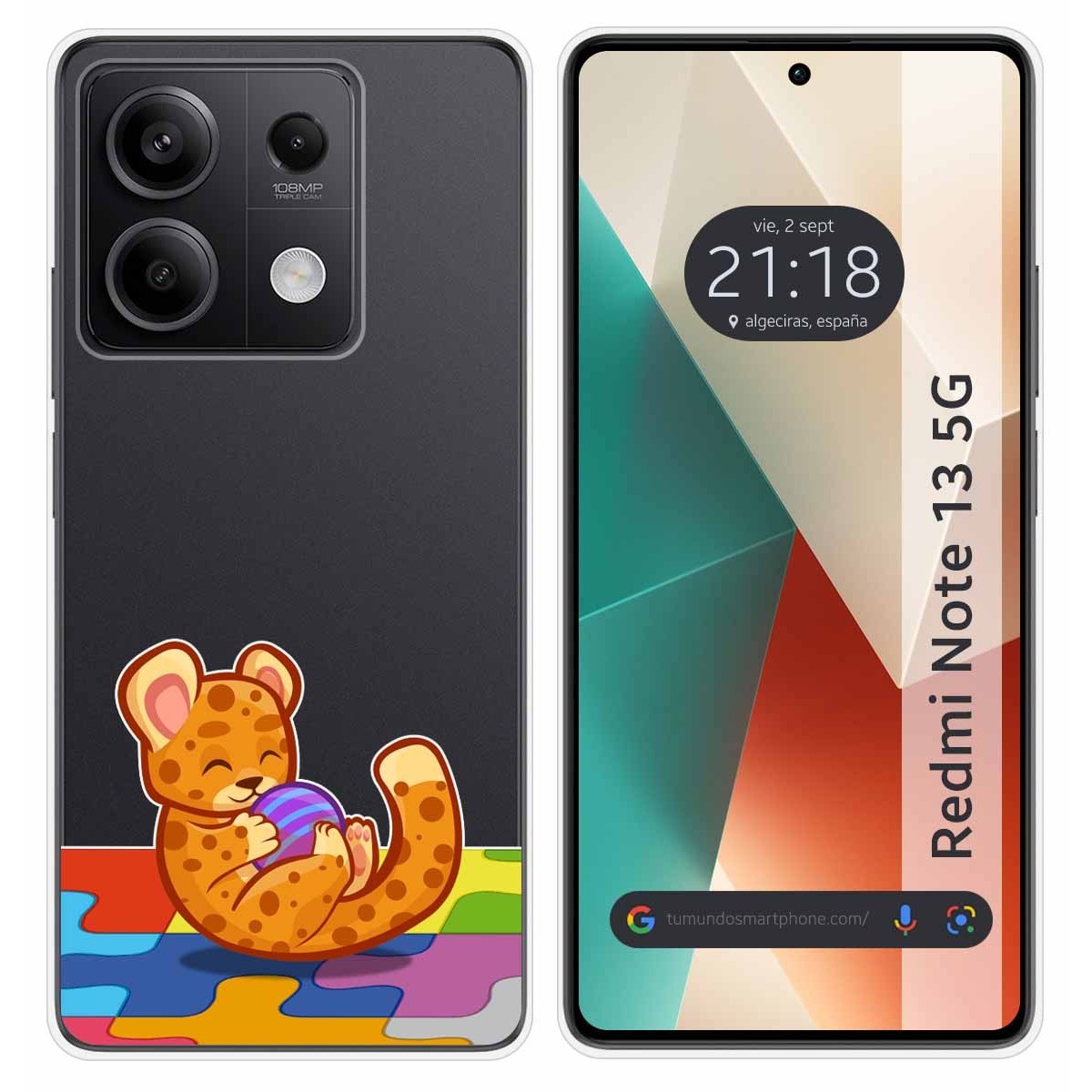 Funda Silicona Transparente para Xiaomi Redmi Note 13 5G diseño Leopardo Dibujos
