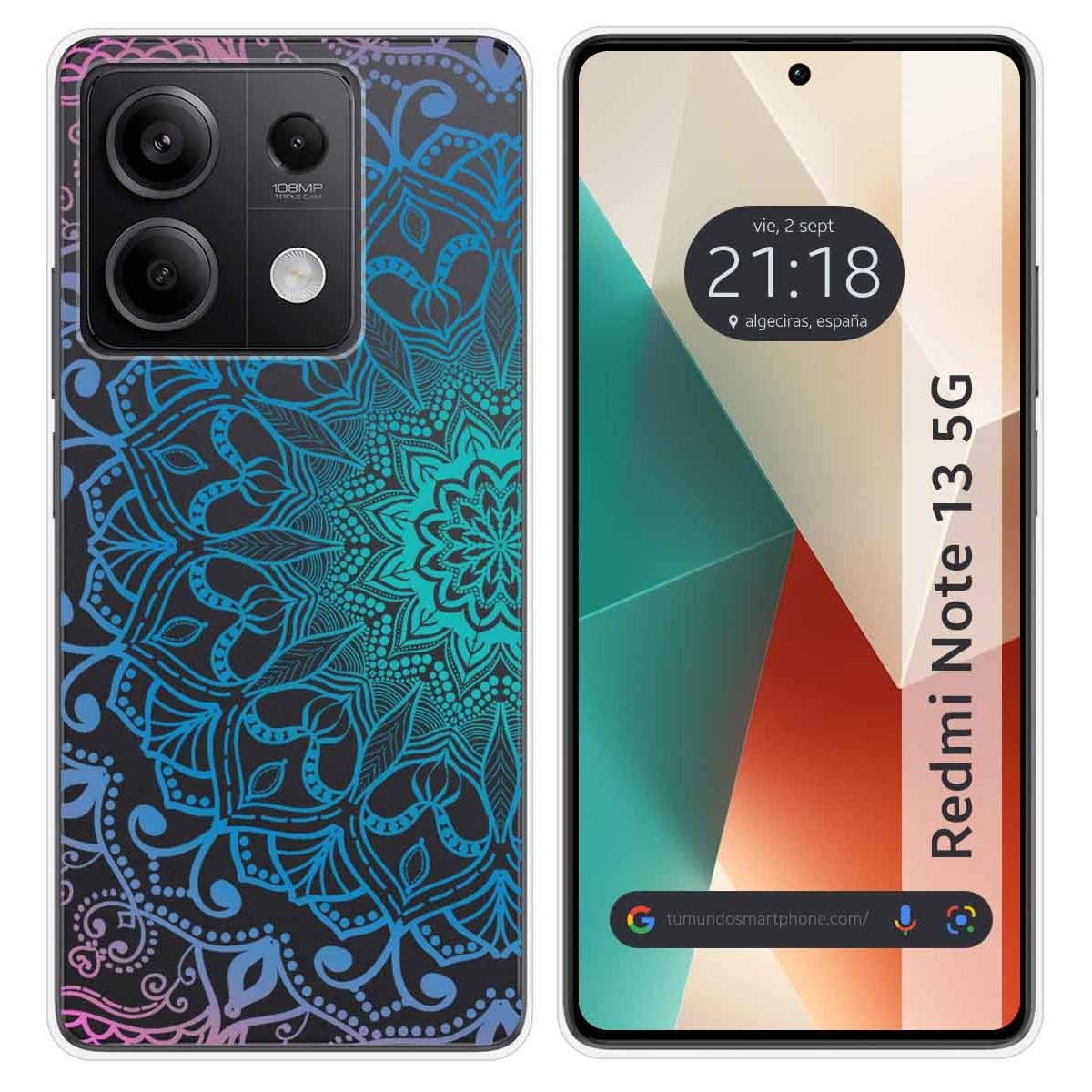 Funda Silicona Transparente para Xiaomi Redmi Note 13 5G diseño Mandala Dibujos