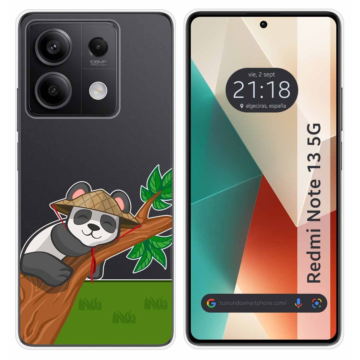 Funda Silicona Transparente para Xiaomi Redmi Note 13 5G diseño Panda Dibujos