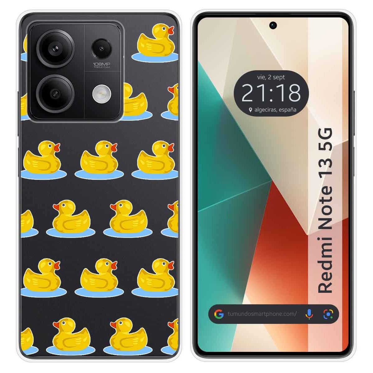 Funda Silicona Transparente para Xiaomi Redmi Note 13 5G diseño Pato Dibujos