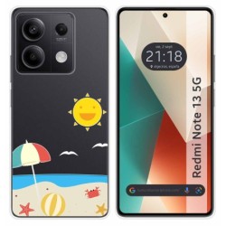 Funda Silicona Transparente para Xiaomi Redmi Note 13 5G diseño Playa Dibujos