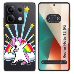 Funda Silicona Transparente para Xiaomi Redmi Note 13 5G diseño Unicornio Dibujos
