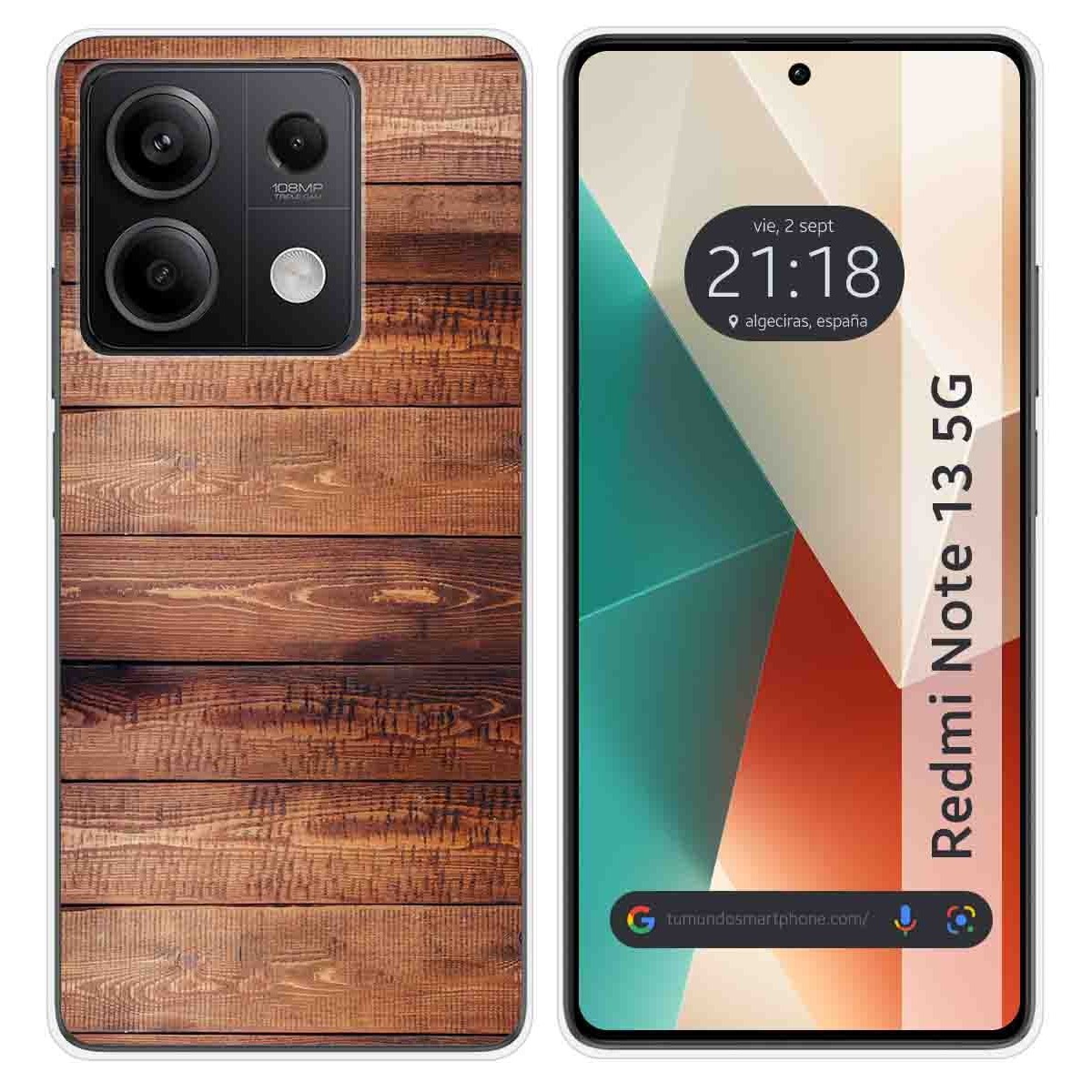 Funda Silicona para Xiaomi Redmi Note 13 5G diseño Madera 02 Dibujos