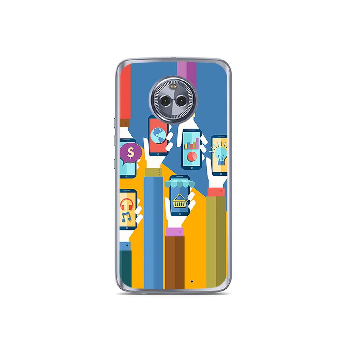 Funda Gel Tpu para Motorola Moto X4 Diseño Apps Dibujos