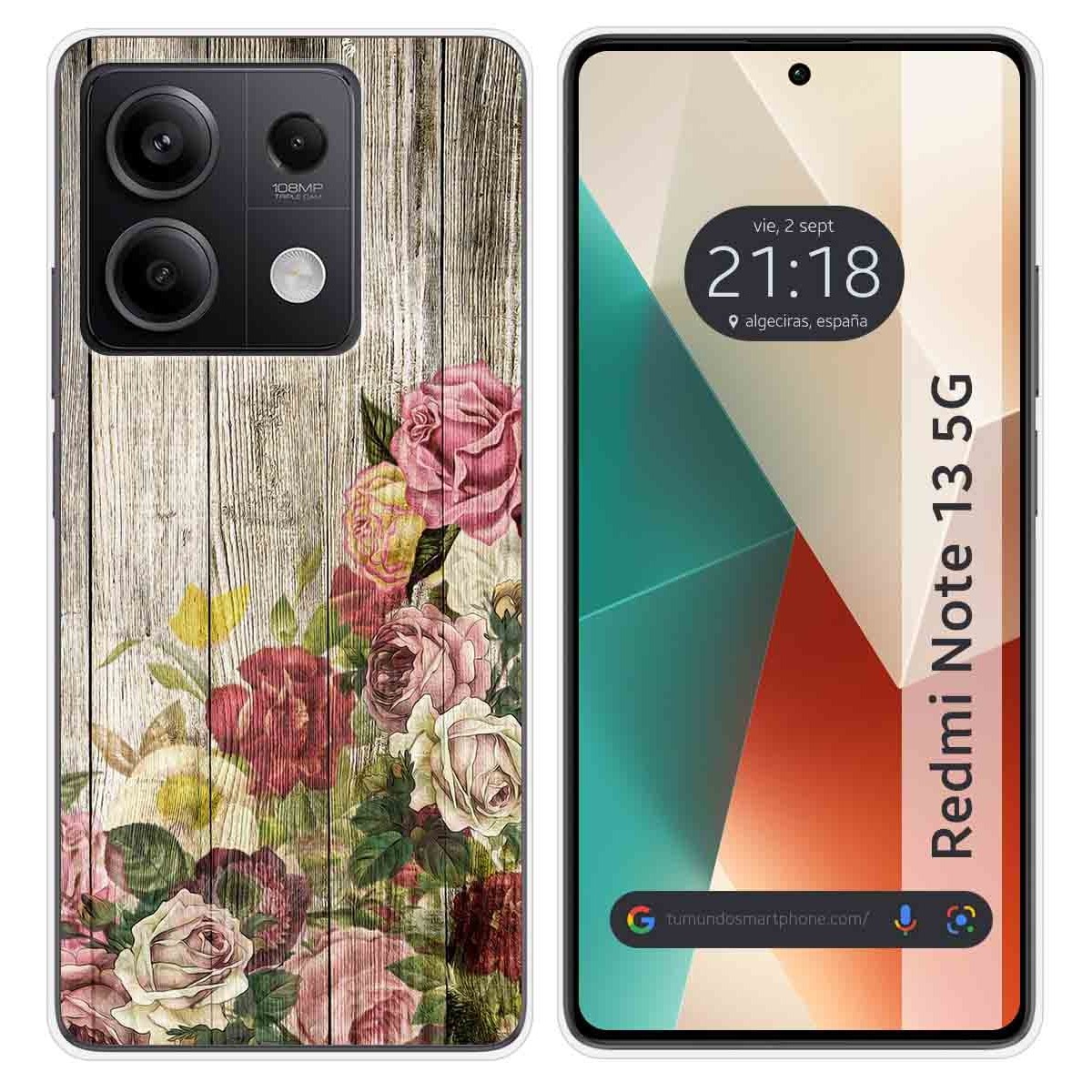 Funda Silicona para Xiaomi Redmi Note 13 5G diseño Madera 08 Dibujos