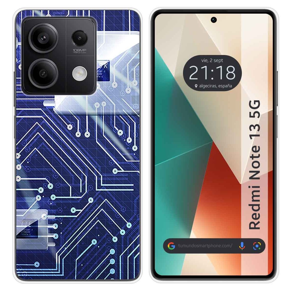 Funda Silicona para Xiaomi Redmi Note 13 5G diseño Circuito Dibujos