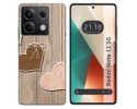 Funda Silicona para Xiaomi Redmi Note 13 5G diseño Corazones Madera Dibujos