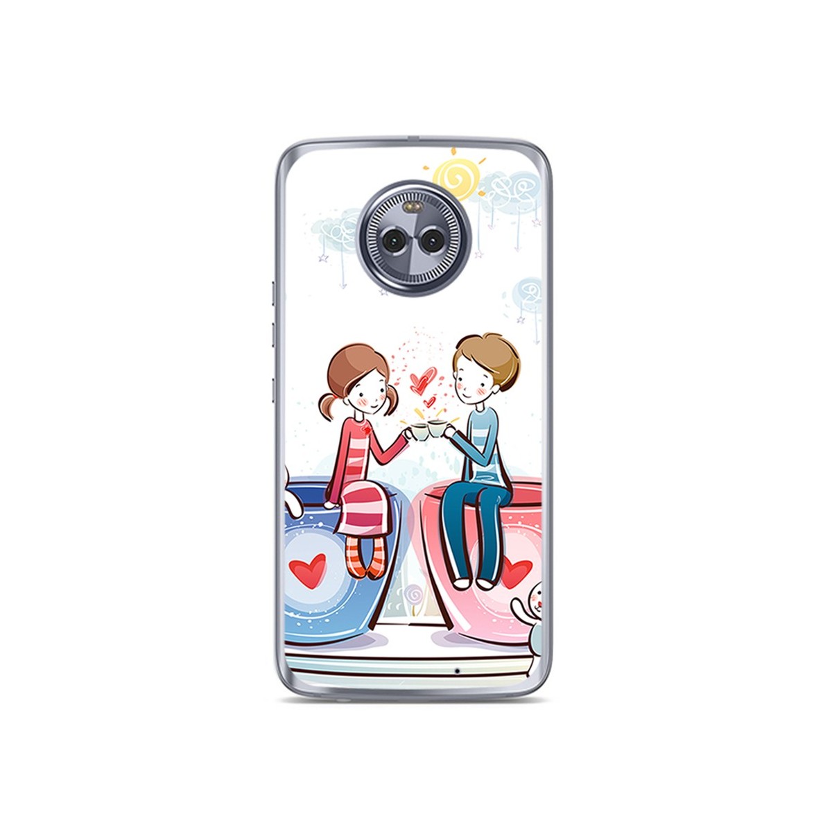 Funda Gel Tpu para Motorola Moto X4 Diseño Cafe Dibujos